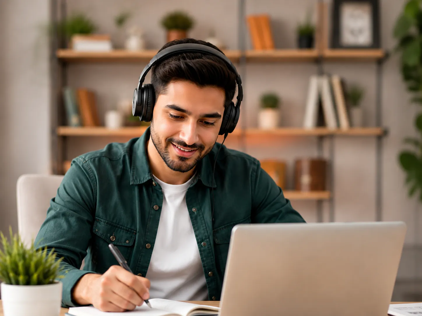 Job seeker working on laptop